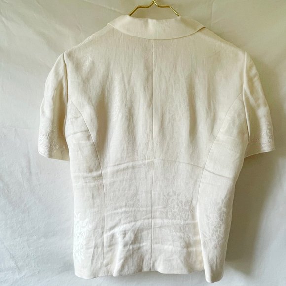 Vintage Cream Brocade Rayon Summer Suit Size 12P - Picture 7 of 14